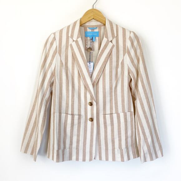 NWT Draper James Blazer in Awning Stripe Camel Size 2 - Picture 2 of 7